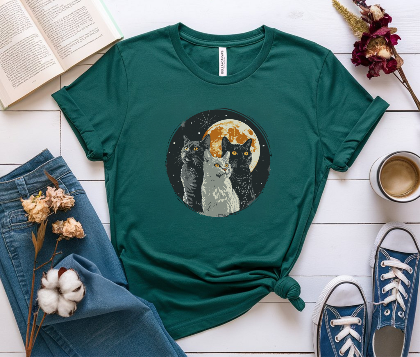 3 Cats & A Moon T-Shirt
