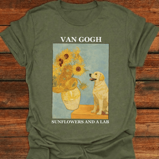 Van Gogh Sunflowers And A Lab T-Shirt