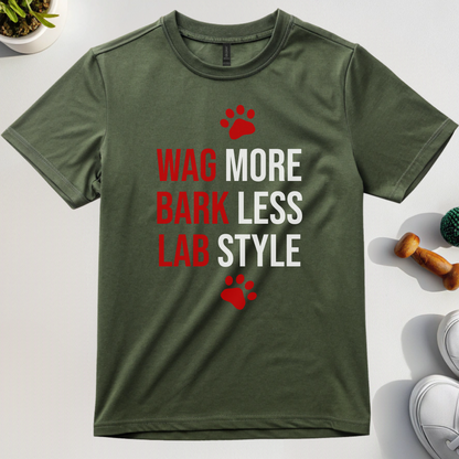 Wag More, Bark Less, Lab Style T-Shirt