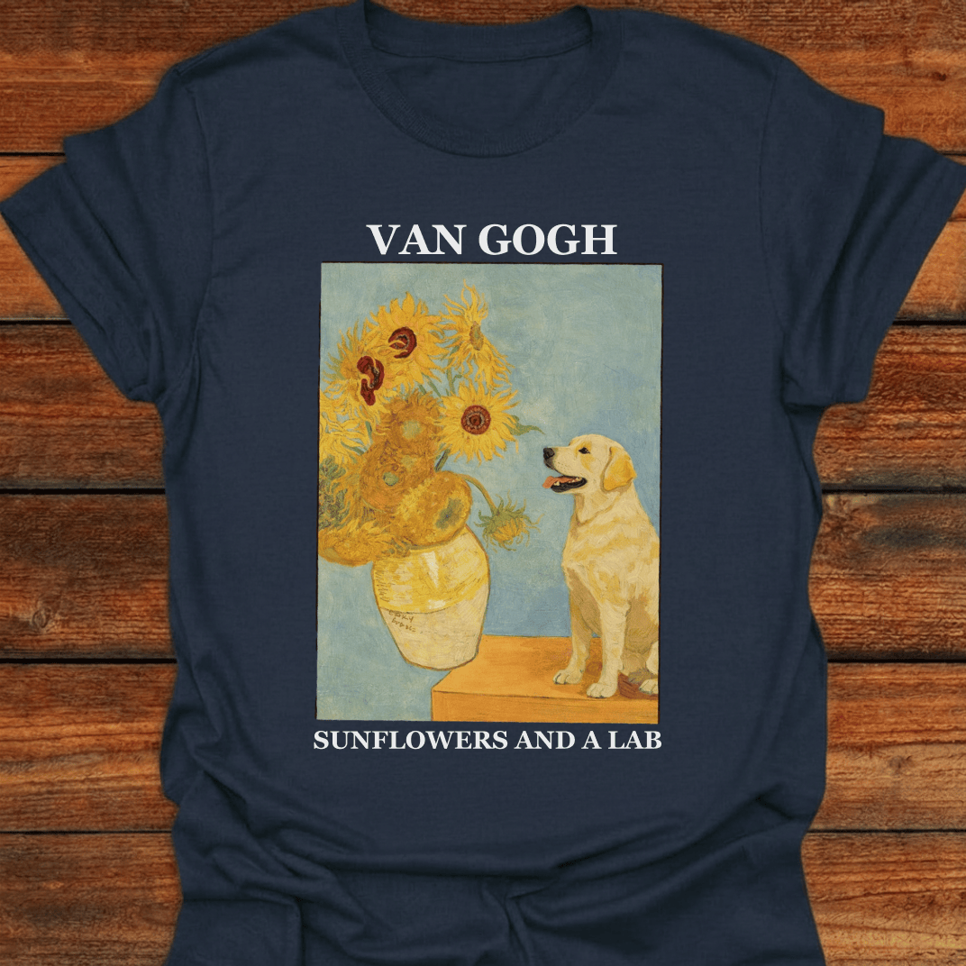 Van Gogh Sunflowers And A Lab T-Shirt