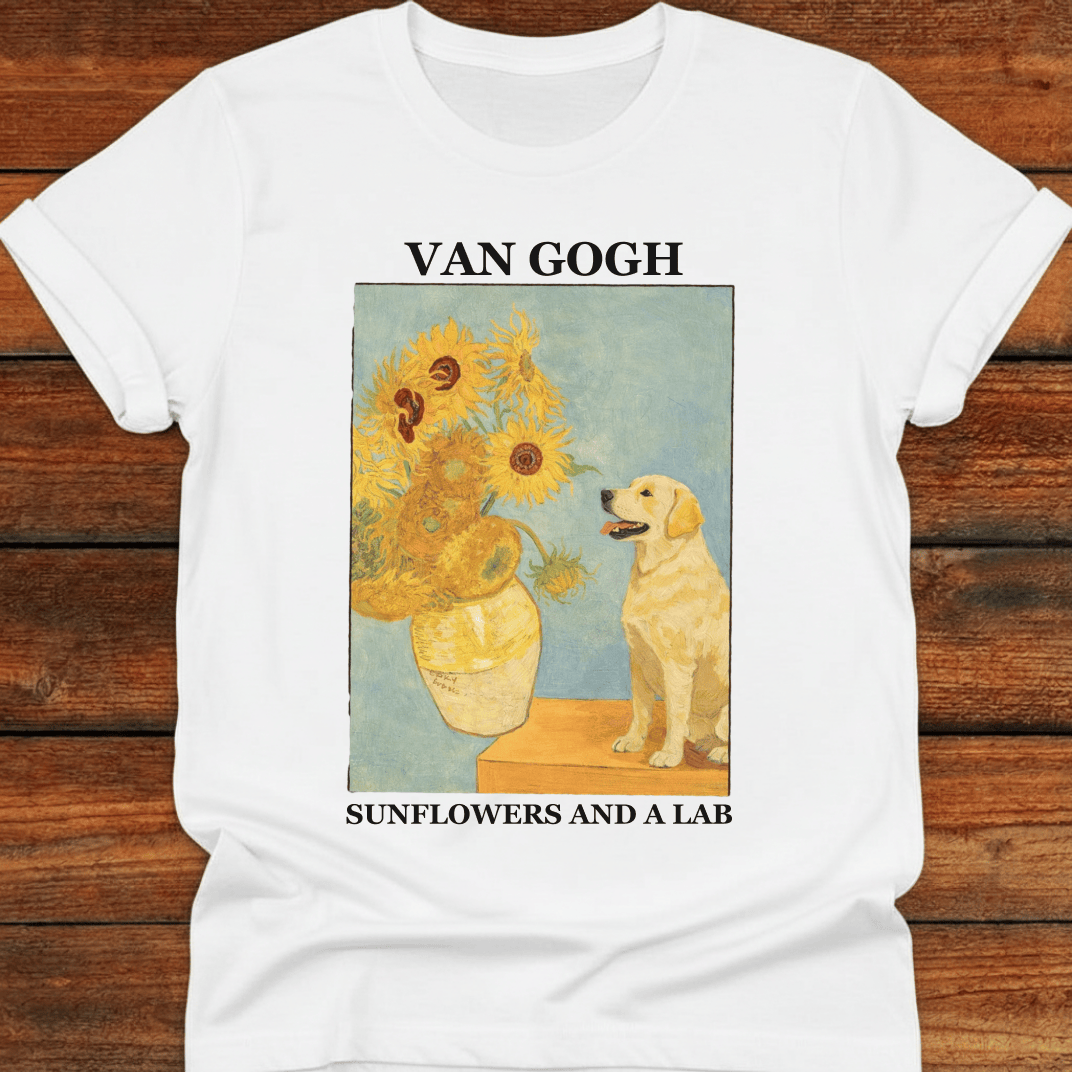 Van Gogh Sunflowers And A Lab T-Shirt