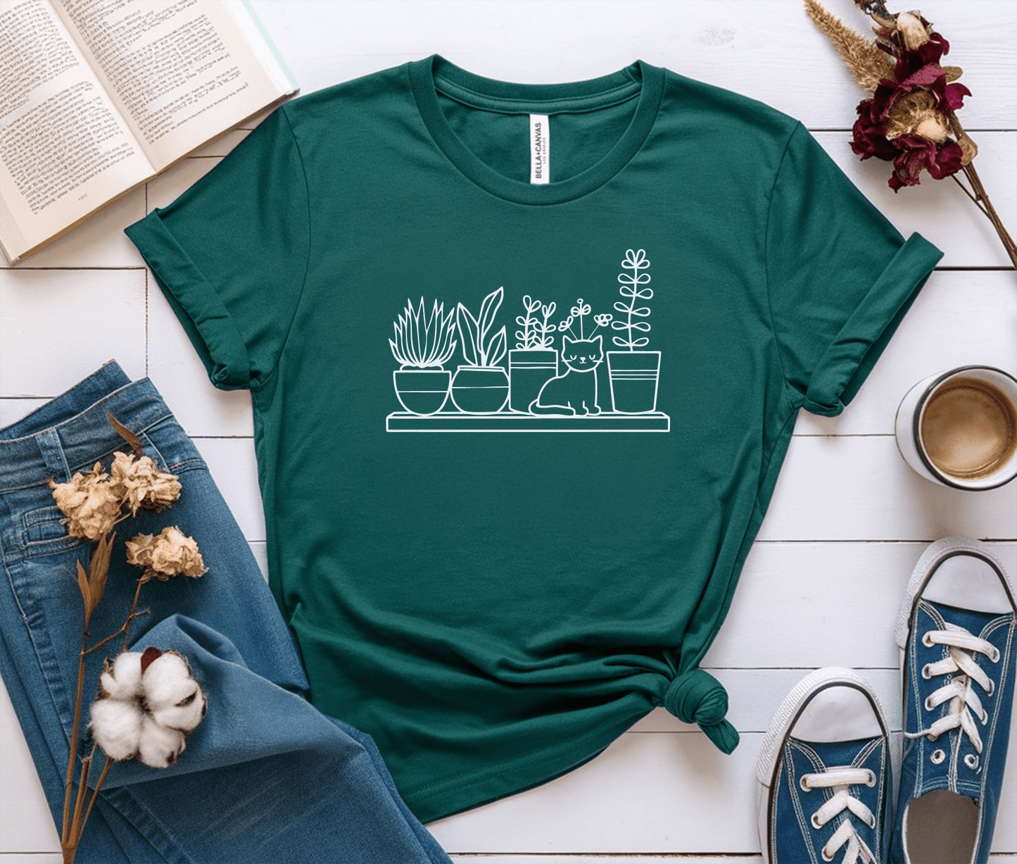 Cat and Plants T-Shirt